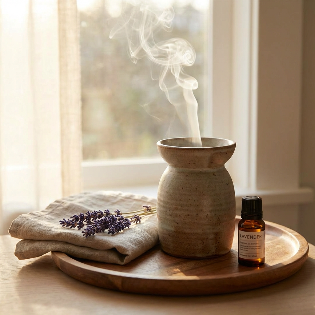Layered natural linen and cotton bedding in cream and oat tones